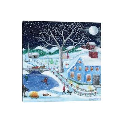 iCanvas "Ice Skating By Old Farm" by Cheryl Bartley Canvas Print
