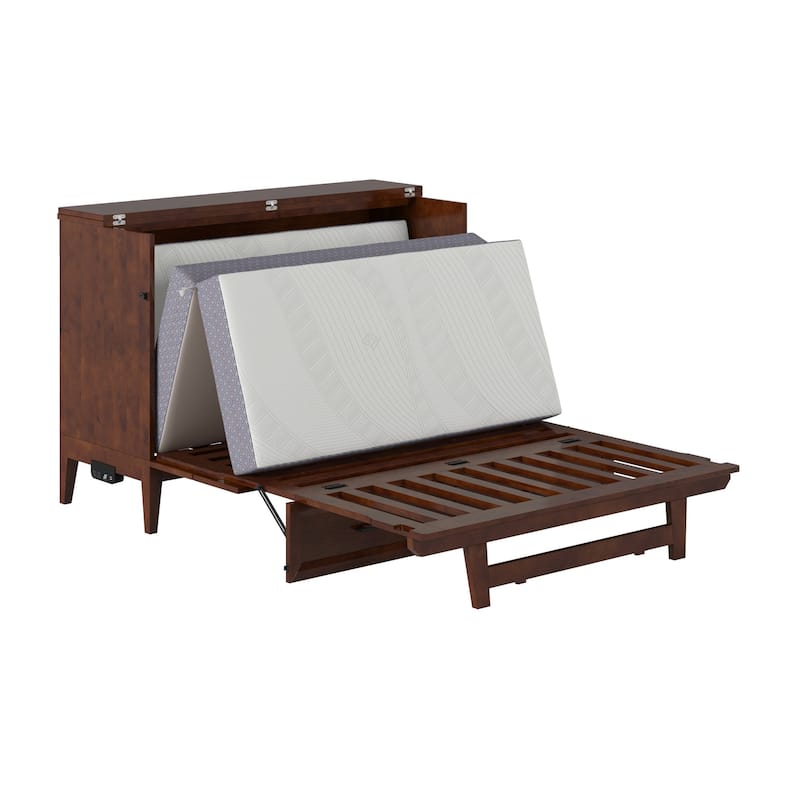 Santa Fe Murphy Bed Chest with Mattress and Built-in Charger