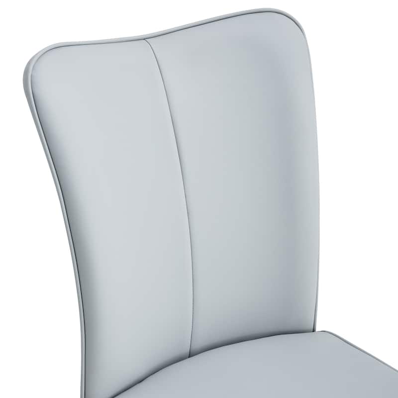 Dining Chairs, Black Pu Leather Curved Backrest And Seat Cushions, Electroplated Metal Chair Legs,A Set Of 4 Chairs.