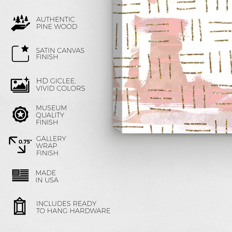 Wynwood Studio Canvas Abstract Rhythm in Blush White and Light Pink Modern & Contemporary Wall Art Canvas Print
