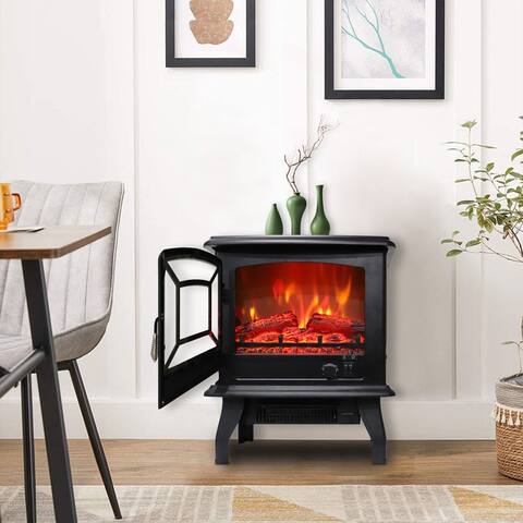 ZOKOP 17-inch 1400-Watt Freestanding Fireplace, Black - 17-Inches