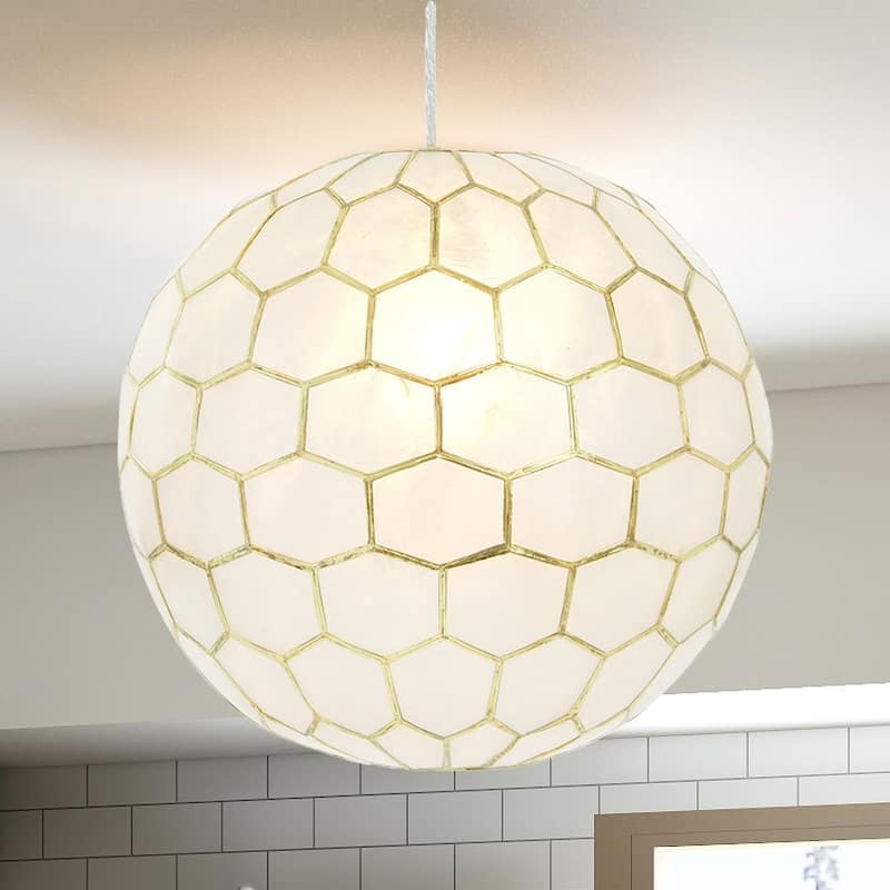 Capiz Honeycomb Globe Pendant Light