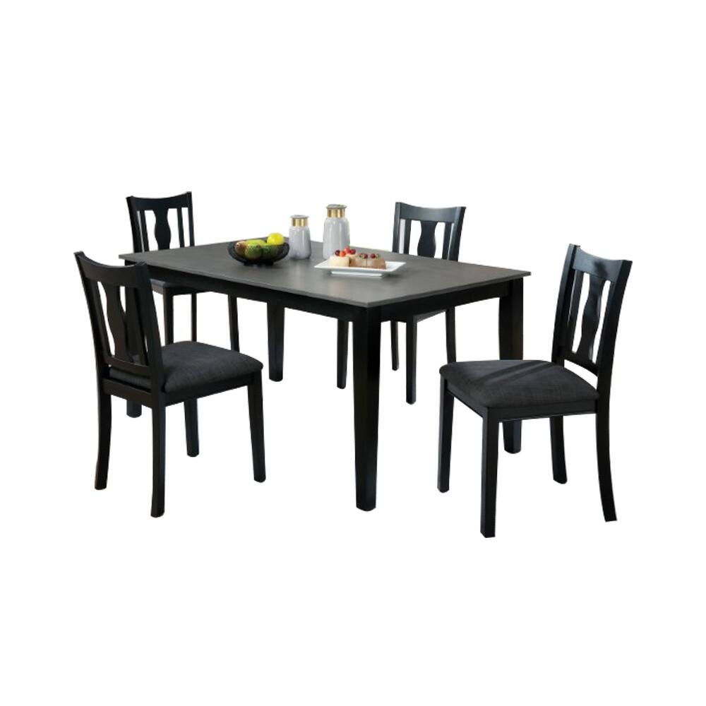 Transitional Dining Table Set in Black and Gray