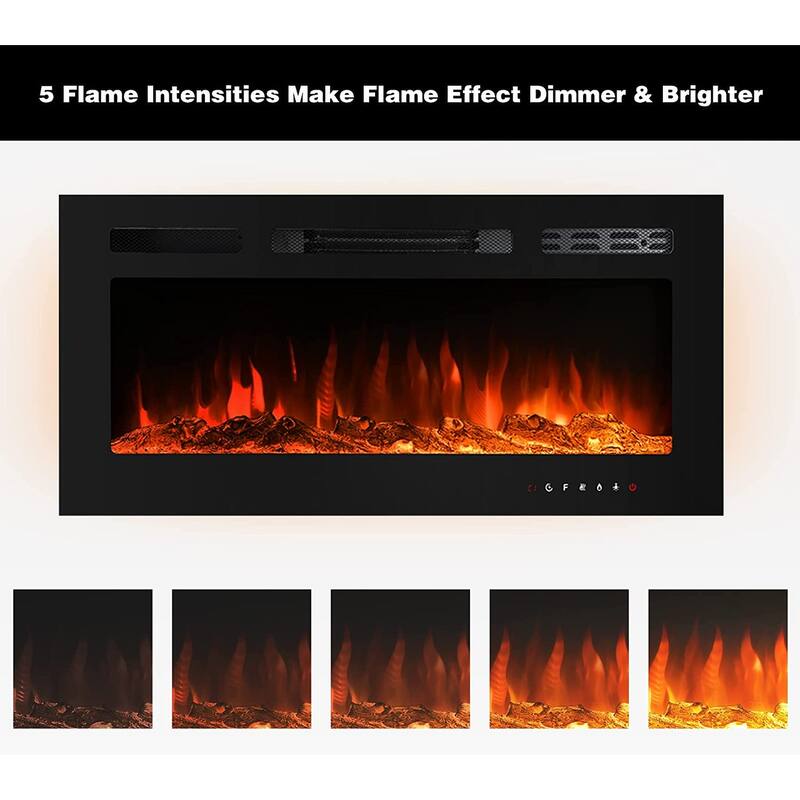 36'' Electric Fireplace TV Stand, Entertainment Center & TV Console for TVs up to 80'', Modern Fireplace Heater for Living Room