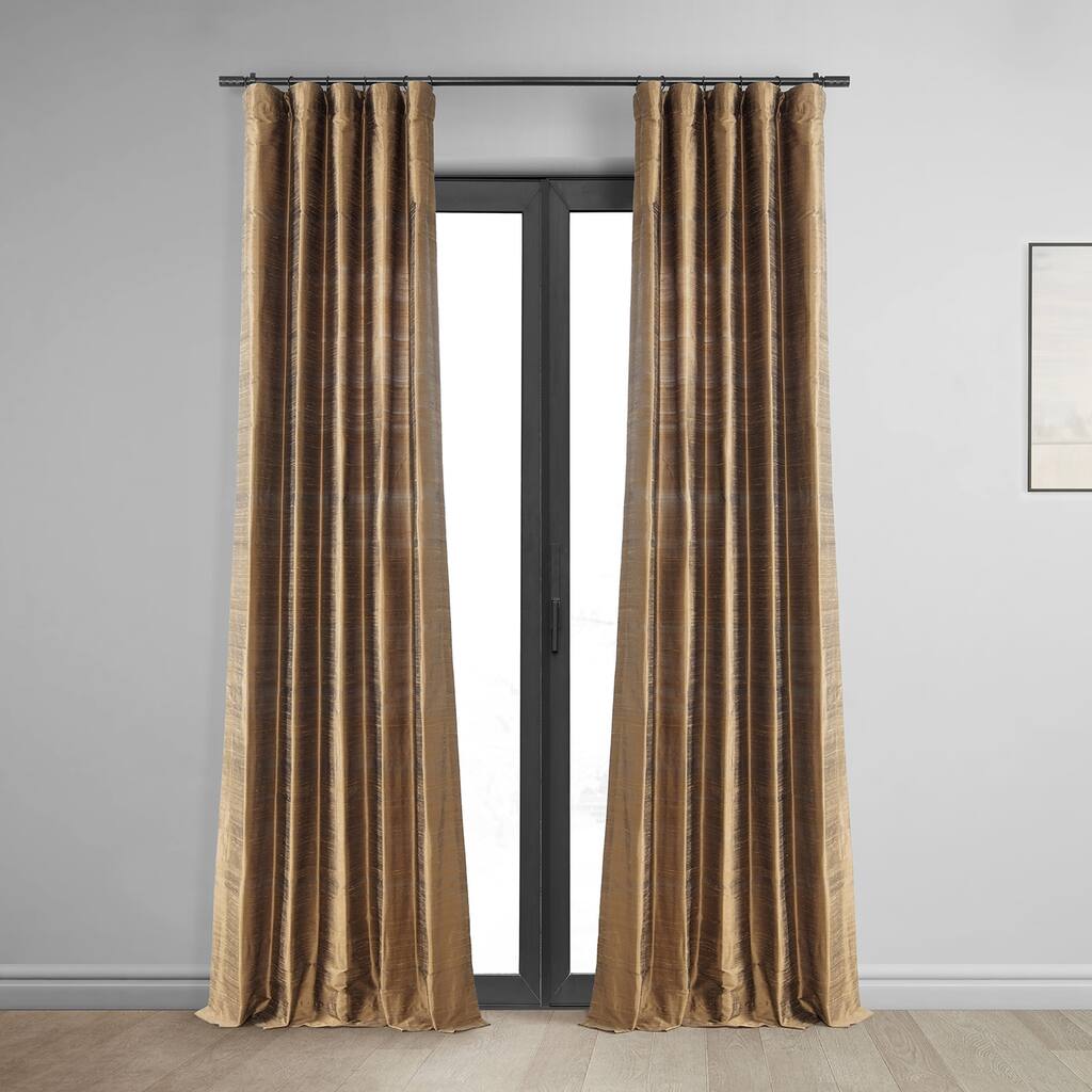 Exclusive Fabric Signature Mocha Textured Silk Curtain (1 Panel)