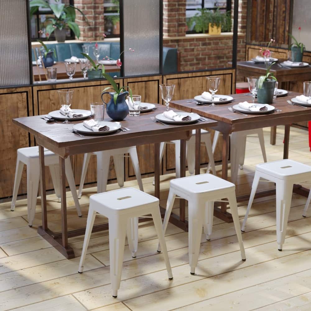 18 Inch Table Height Indoor Stackable Metal Dining Stool-Set of 4 - 15.75"D x 15.75"W x 18"H