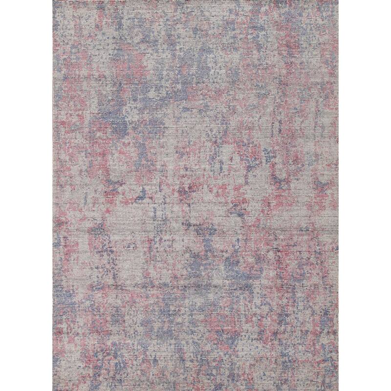 Abstract Modern Area Rug Hand-Knotted Multi-Color Wool Carpet - 7'8"x 9'7"