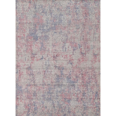 Abstract Modern Area Rug Hand-Knotted Multi-Color Wool Carpet - 7'8"x 9'7"