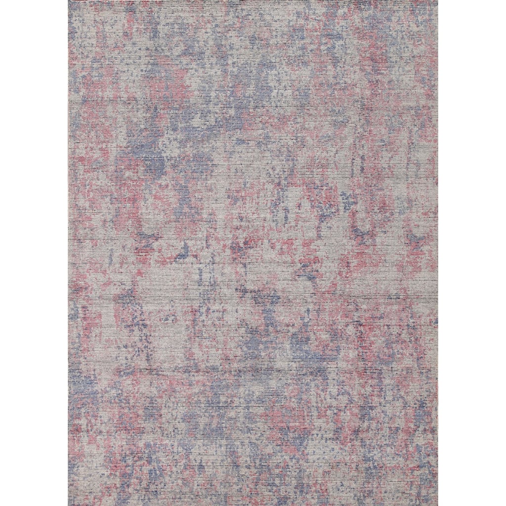 Abstract Modern Area Rug Hand-Knotted Multi-Color Wool Carpet - 7'8"x 9'7"
