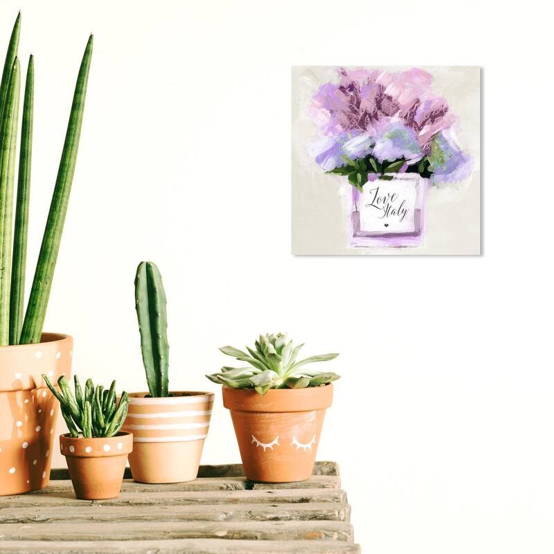 Wynwood Studio Canvas Floral and Botanical Lavender Bouquet Ivory White and Modern & Contemporary Wall Art Canvas Print - 12 x 12
