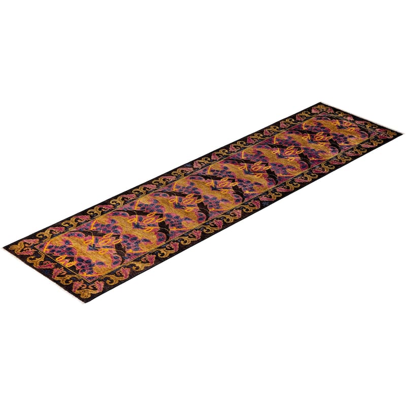 Overton Hand Knotted Wool Vintage Inspired Modern Contemporary Arts & Crafts Multi Runner Rug - 2' 7" x 10' 2"