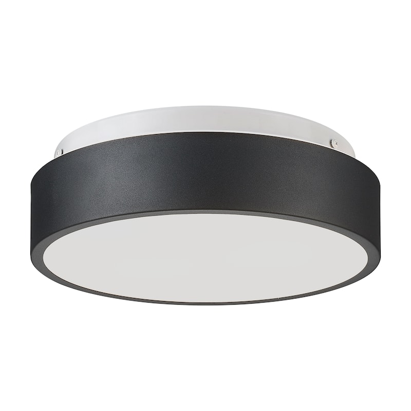 2-Light Flush Mount Ceiling Light with Frosted Glass Shade - 12.0 In. L X 12.0 In. W X 3.5 In. H - Black