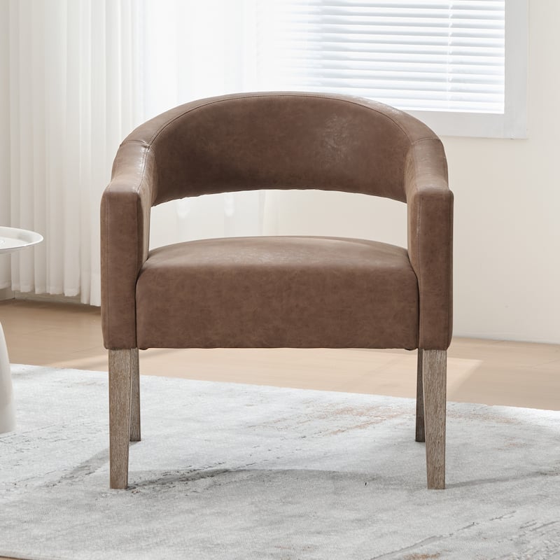 26.3"W PU Leather Accent Chair,Modern Armchair with Wood Legs