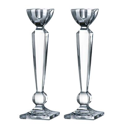 Majestic Gifts Inc European Glass Candlesticks -12" Height - Set/2 - 12"