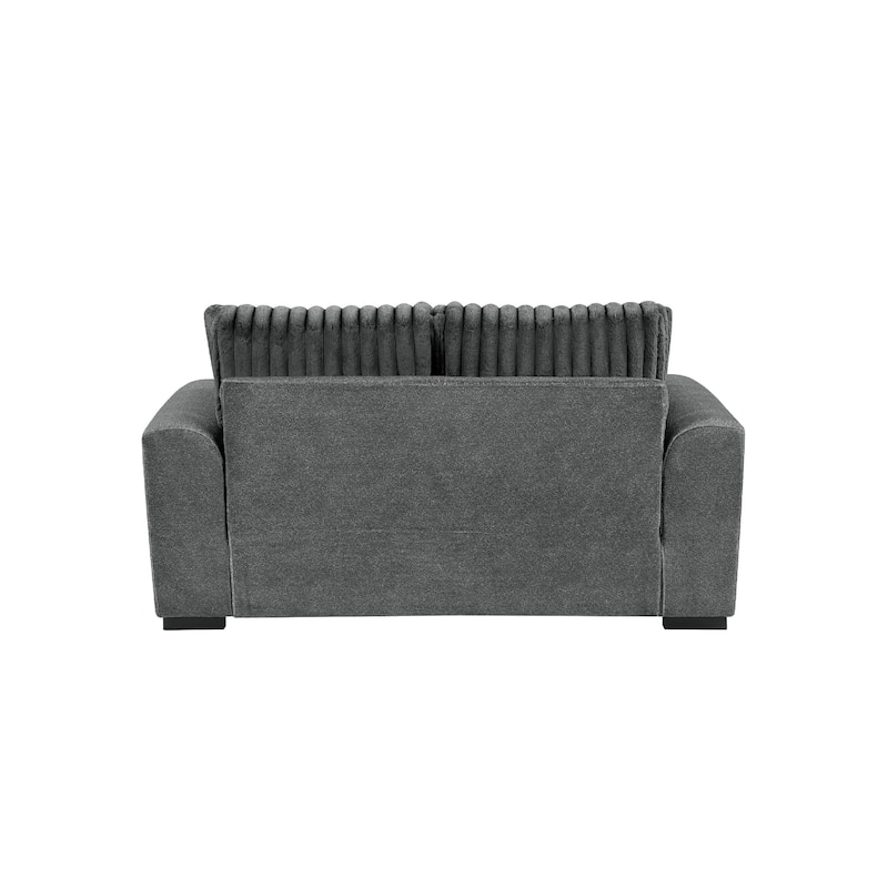 Zian Loveseat, Dark Gray Microfiber and Corduroy, 2 Matching Pillows, 66 Inch