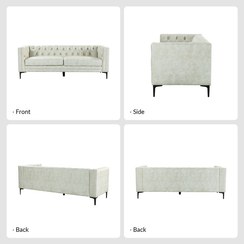 Calymne 84" Classic Square Arms Sofa with Button-Tufted Back by HULALA HOME