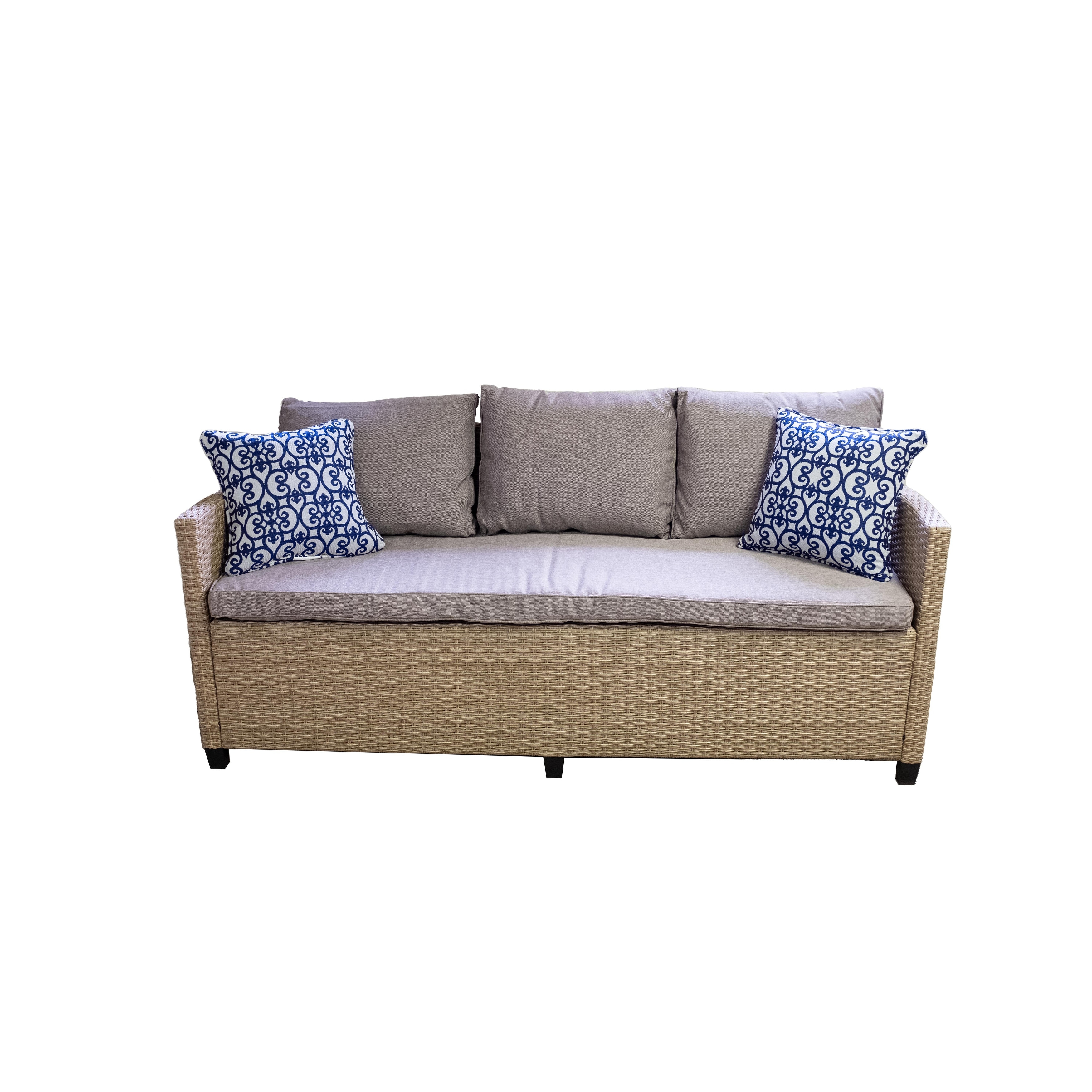 Patio set with online hidden ottoman