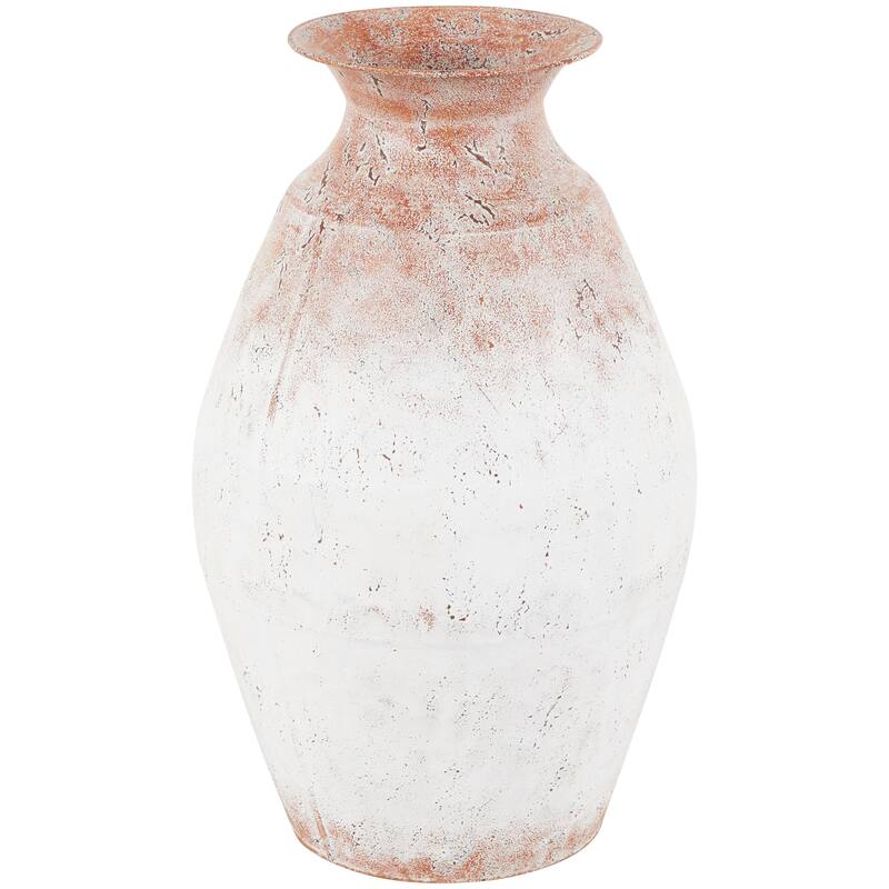 Copper Metal Distressed Textured Vase with Terracotta Accents
