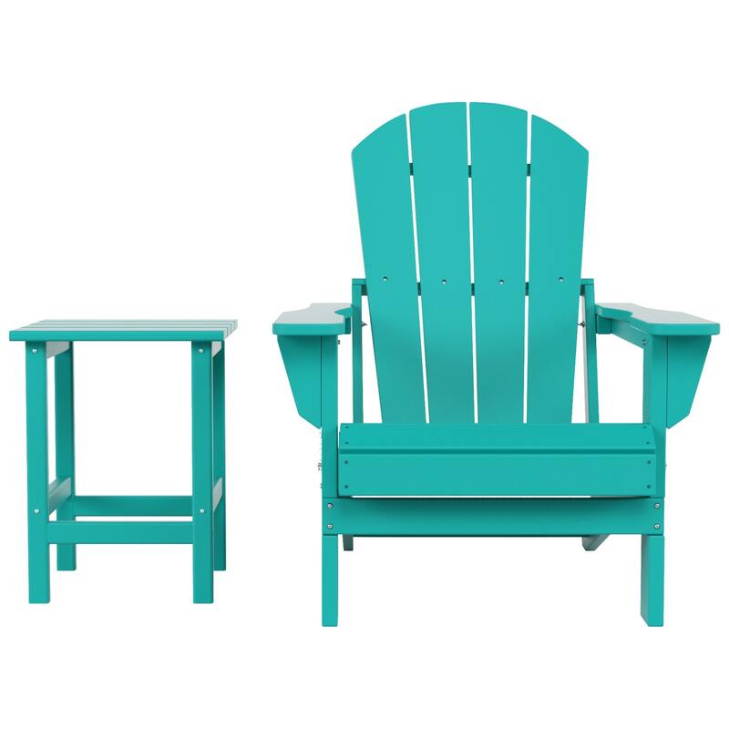 POLYTRENDS Laguna All Weather Poly Outdoor Patio Adirondack Chair - with Round Side Table (2-Piece)