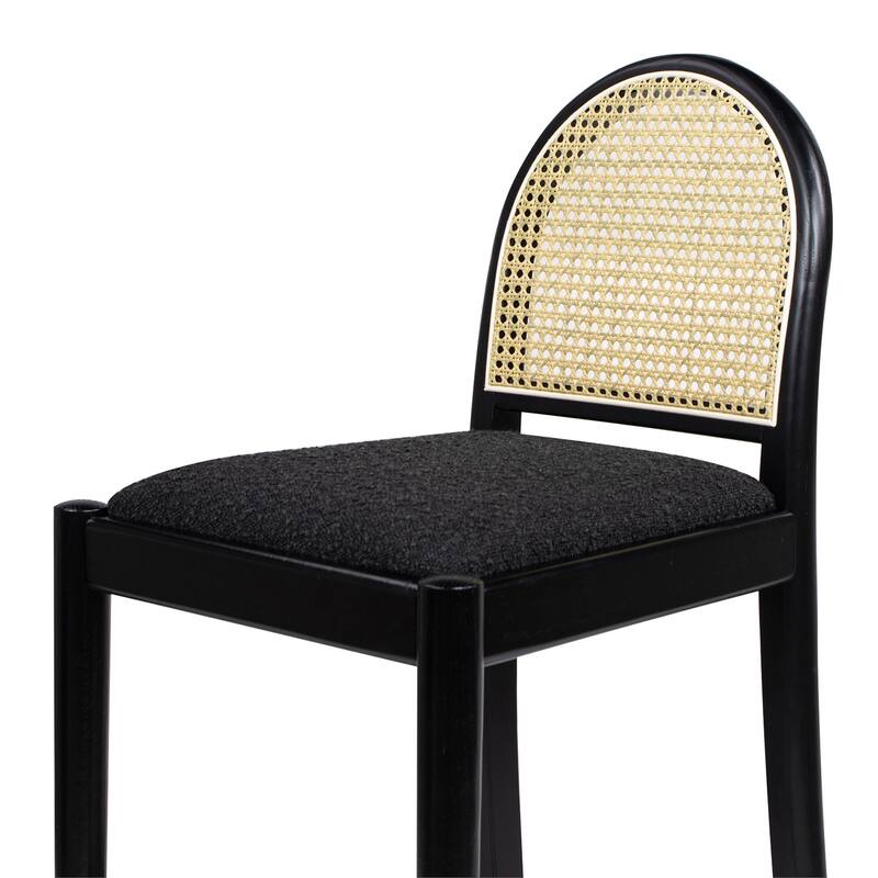Curved Back Cane Rattan Bar Stool
