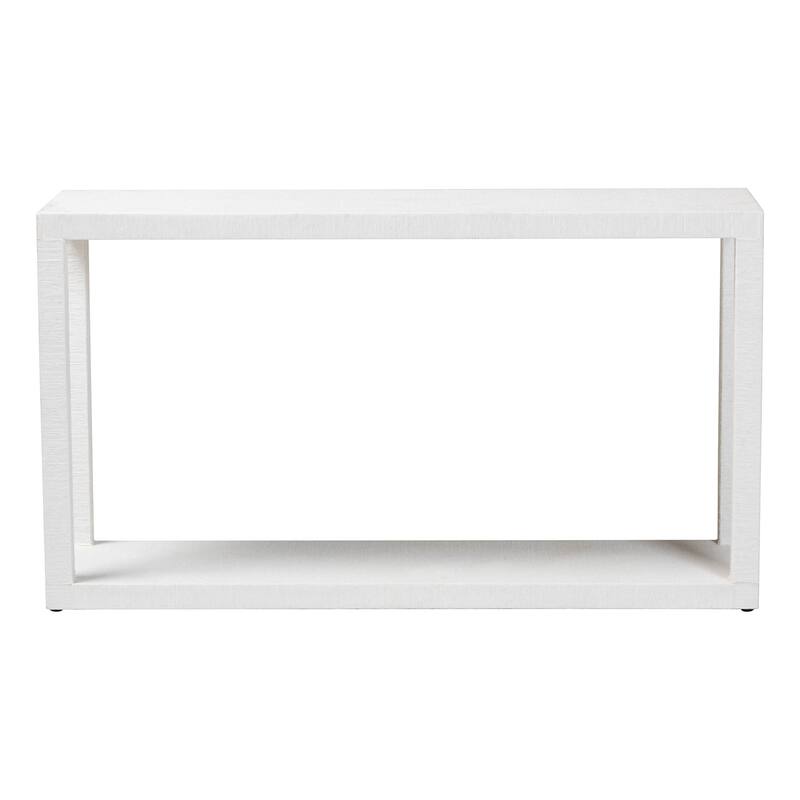 Oaklynn Natural Grasscloth Console Table - Two-Tier Entryway Table with Open Frame, Modern Coastal Accent Table, White