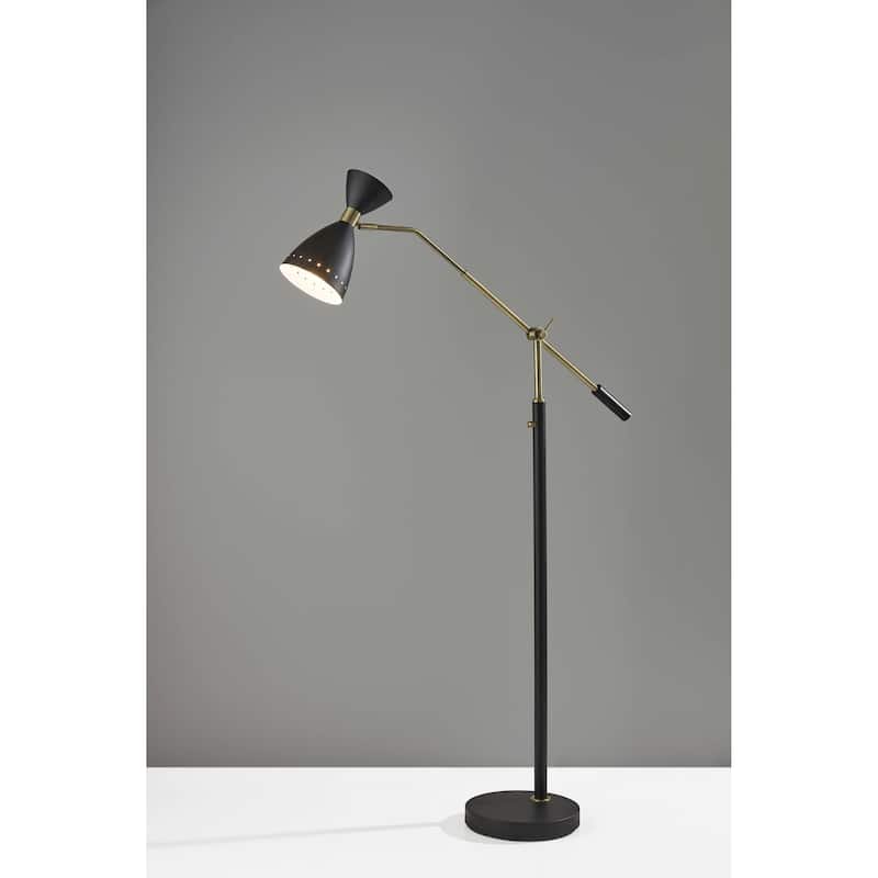 HomeRoots 66" Black Task Floor Lamp With Black Cone Shade - 11