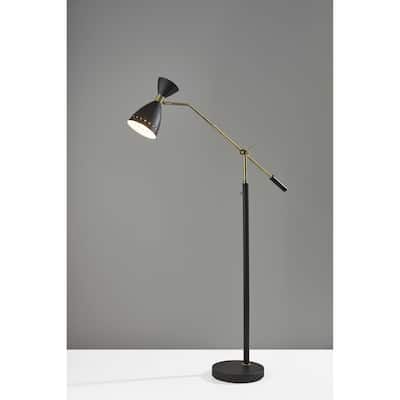 HomeRoots 66" Black Task Floor Lamp With Black Cone Shade - 11