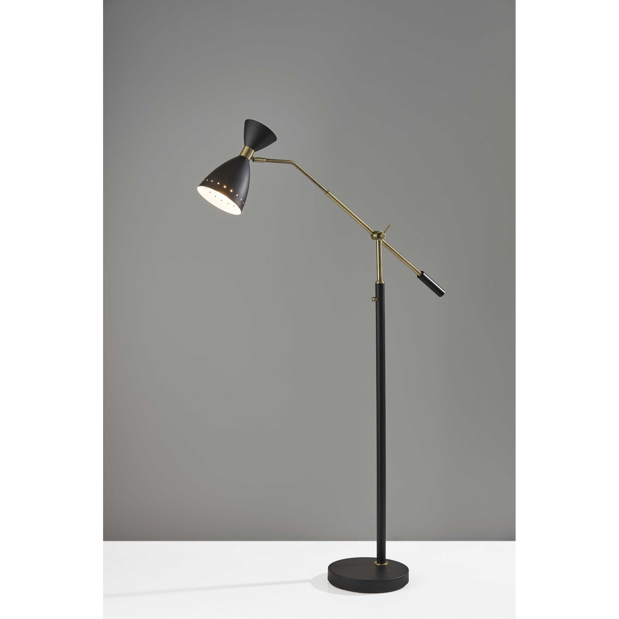 HomeRoots 66" Black Task Floor Lamp With Black Cone Shade - 11