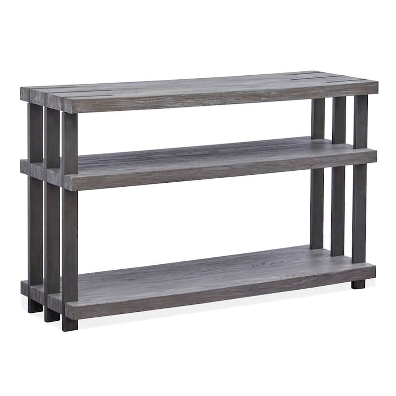 Magnussen Home Eldridge Weathered Gravel and Satin Bronze Rectangular Sofa Table - 48''W x 16''D x 29.88''H