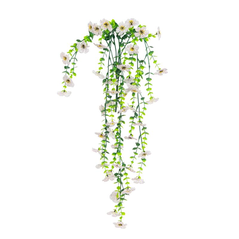 31-in UV Resistant Artificial Daisy Hanging Plant - Set of 6