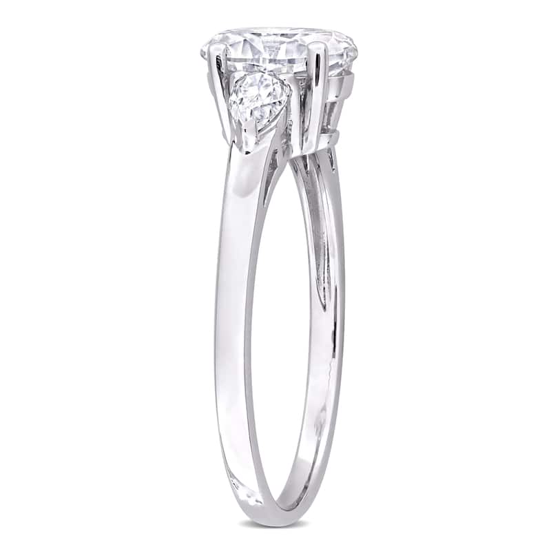 Miadora 1 3/4ct DEW Created Moissanite 3-Stone Ring in 10k White Gold