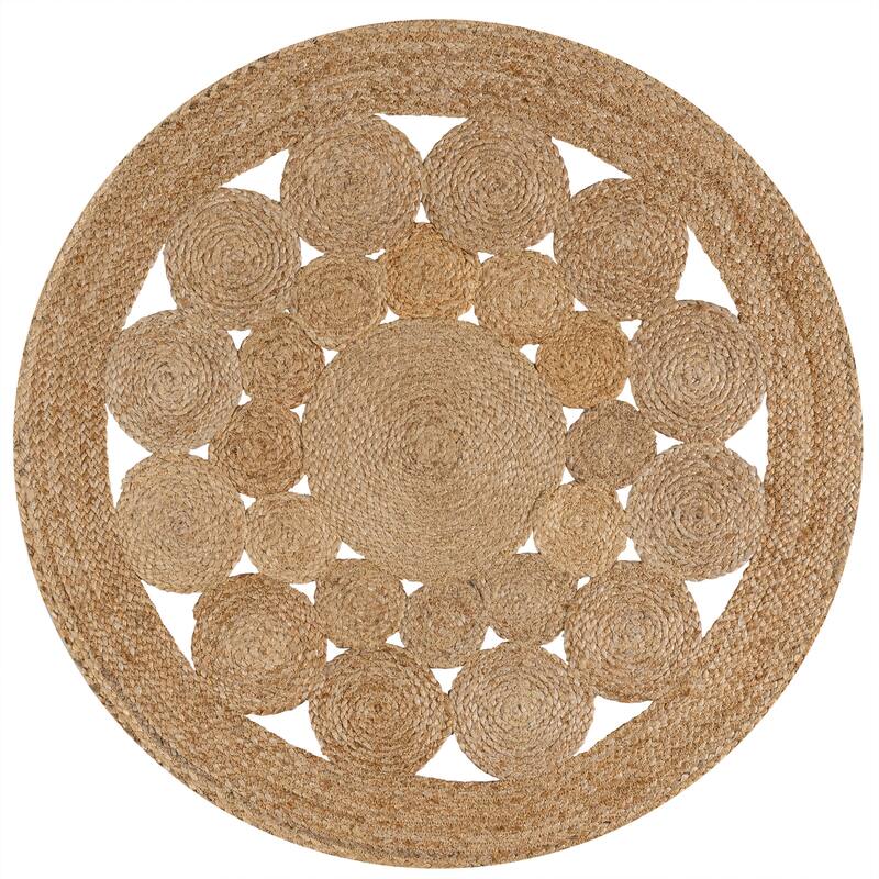JONATHAN Y Dahlia Round Natural Jute Boho Circle Area Rug - 3' Round