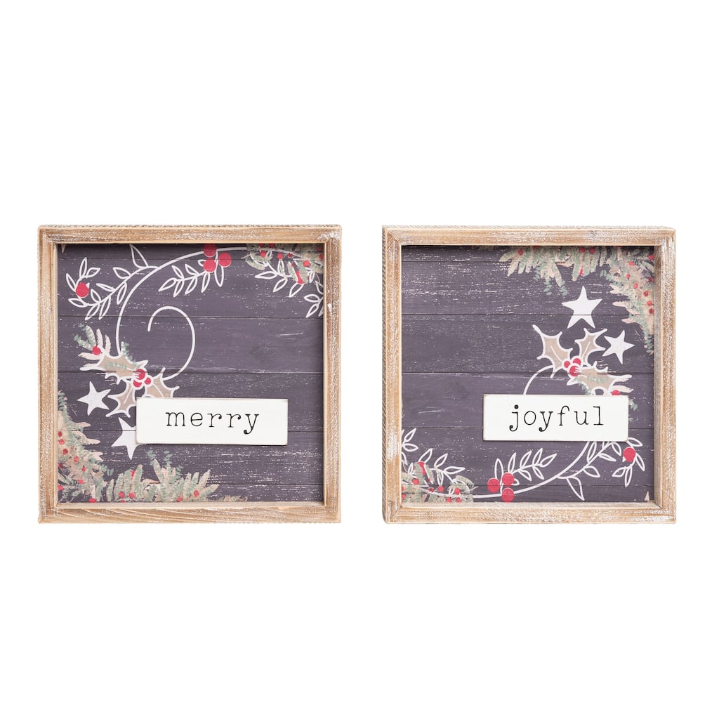 Transpac Wood Dimensional Word Christmas Decor set of 2 Christmas Home Decorations