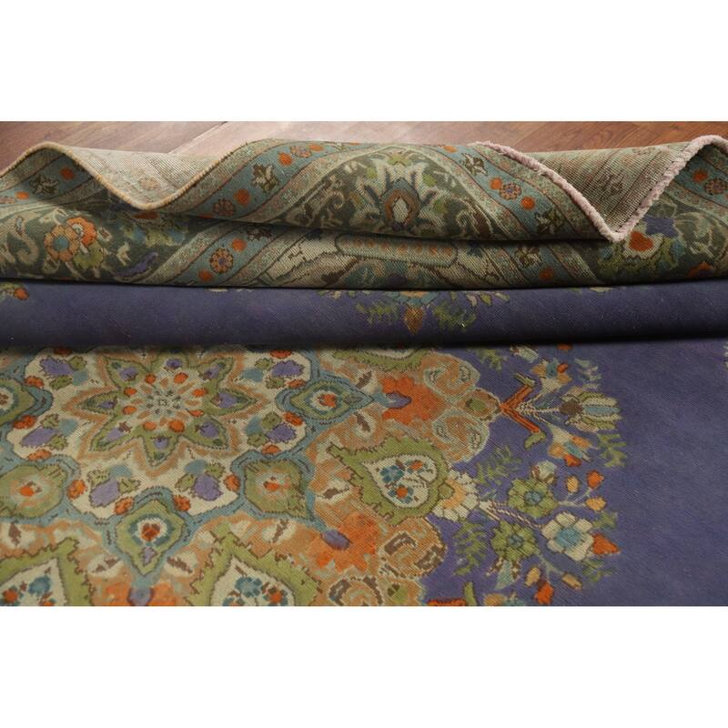 Hand Knotted Oriental 100% Wool Carpet Traditional Floral Purples Tabriz Area Rug - 11' 0'' X 8' 2''