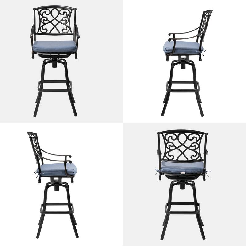 Outdoor Patio Aluminum Swivel Bar Stool with Sunbrella Cushion