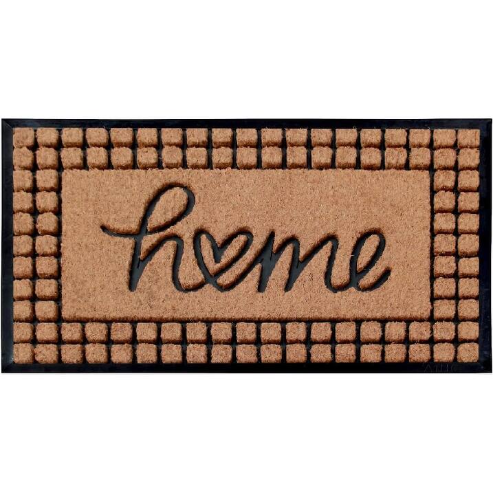 A1HC Home Greek Design Rubber & Coir Outdoor Doormat Black/Beige - 24"X39"