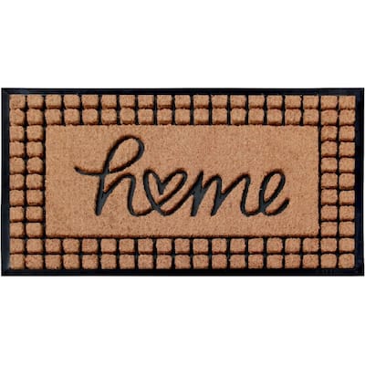 A1HC Home Design Rubber & Coir Outdoor Doormat 23.5"X38.5" Black/Beige
