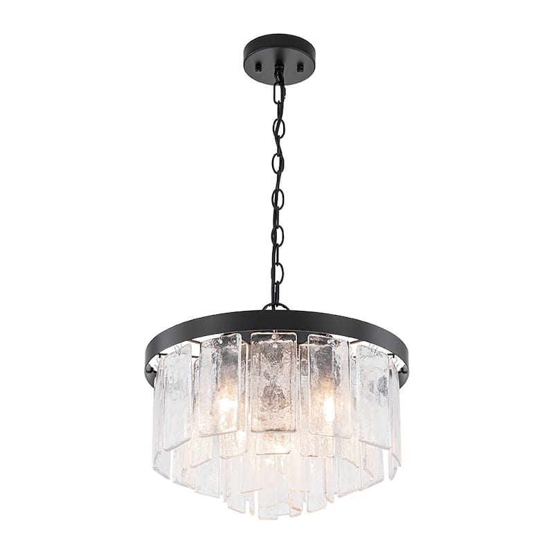 5-Light Tiered Water Glass Round Semi Flush Chandelier