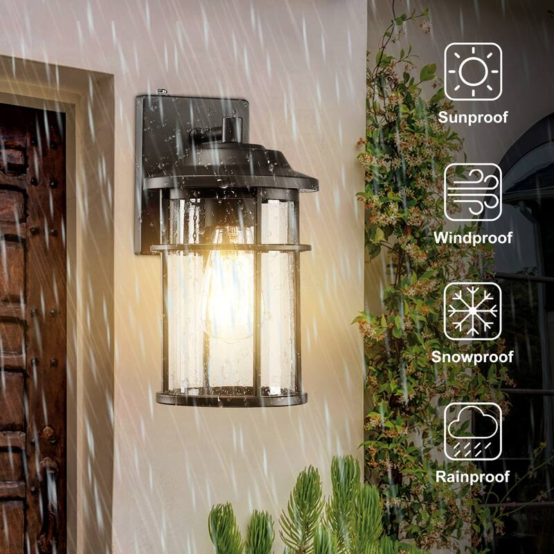 2 Pack 1-Light Black Dusk-to-Dawn Outdoor Wall Light