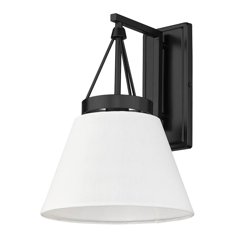 Penn 1 Light Wall Sconce - Matte Black with Modern White Shade - Matte Black with Modern White Shade