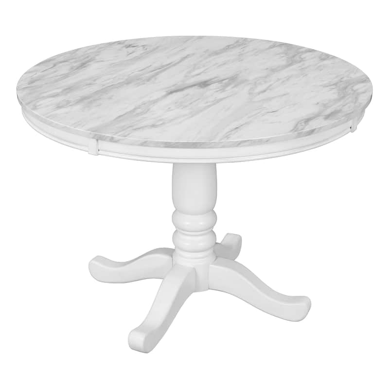 Kitchen Table Chairs Set for 4, 5 Piece Wood Dining Room Table with Round Table and 4 Solid Wood Chairs for Kitchen Room