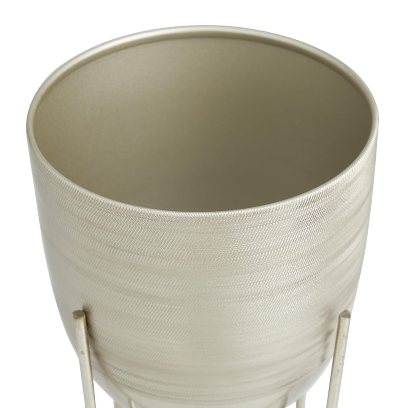 Metal Indoor Outdoor Planter with Removable Stand - Set of 2 Silver, Gray, Gold - Roche River Decor