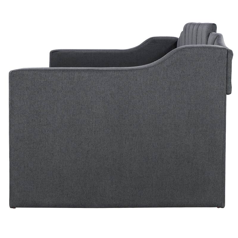 Twin Daybed with Wheeled Trundle, Upholstered Frame, 400lb Capacity