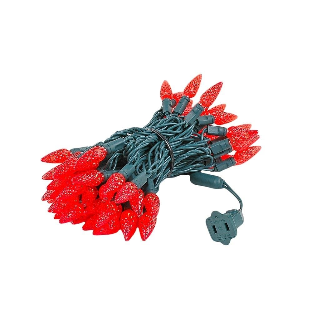 70 Light C6 LED Christmas Mini Light Set, Green Wire, 24 Feet