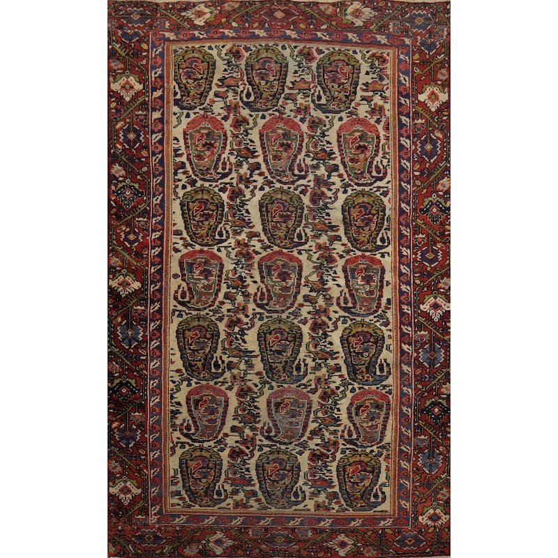 Hand Knotted Oriental 100% Wool Carpet Traditional Geometric Beige & Ivories Sultanabad Area Rug - 6' 4'' X 4' 0''