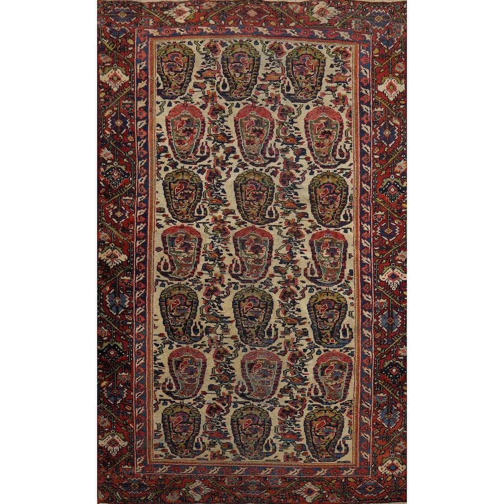 Hand Knotted Oriental 100% Wool Carpet Traditional Geometric Beige & Ivories Sultanabad Area Rug - 6' 4'' X 4' 0''