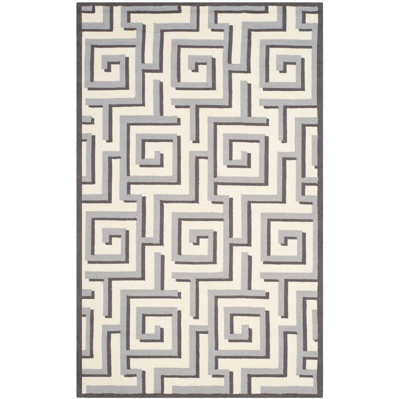 SAFAVIEH Handmade Four Seasons Eyja Floral Rug - 3'6" x 5'6" - Ivory/Grey