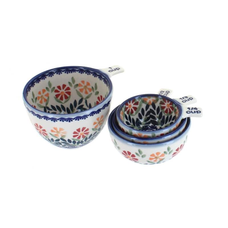 Blue Rose Polish Pottery M1720 Manufaktura Measuring Cup Set - Garden Bouquet
