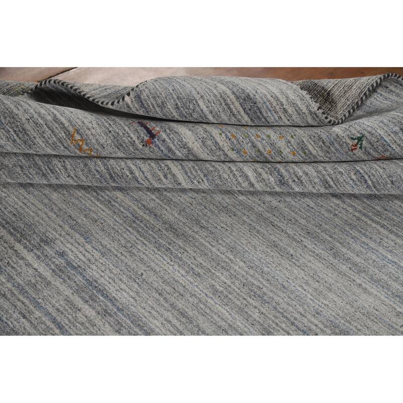 Hand Knotted Oriental 100% Wool Carpet Tribal Tribal Greys & Charcoal Gabbeh Area Rug - 9' 9'' X 8' 1''