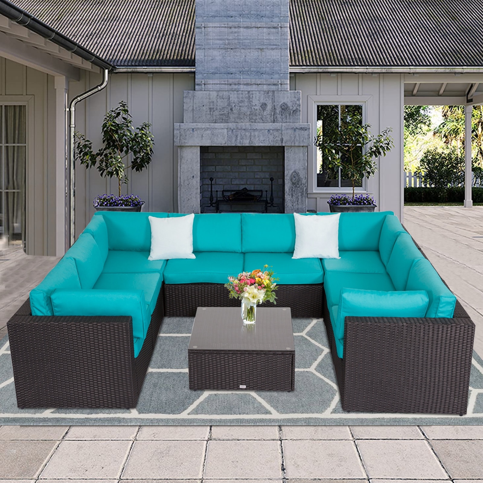 Kinbor Patio Sectional Sofa All weather Rattan Chat Set On Sale
